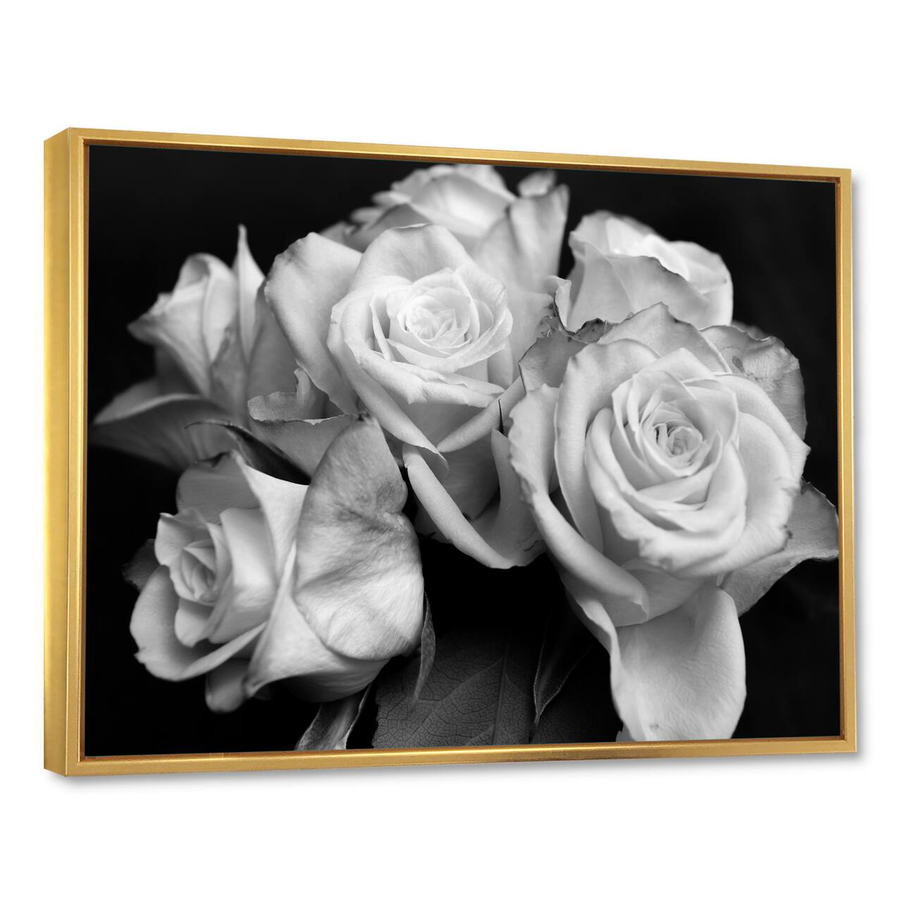 Designart - Bunch of Roses Black and White - Floral Art Framed Canvas Print